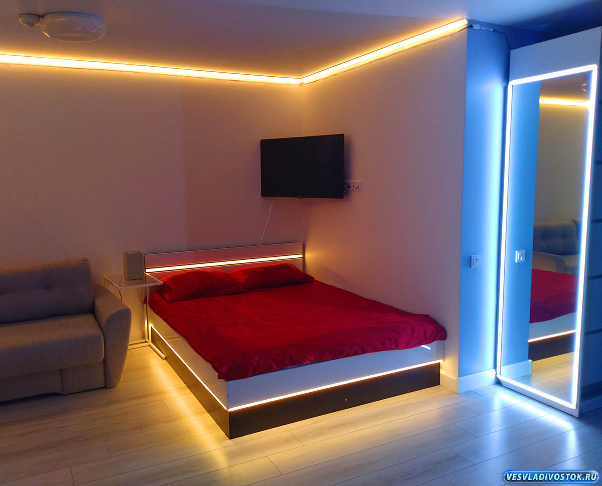 Кровать с подсветкой: интересное дополнение к интерьеру или создание романтической обстановки?!